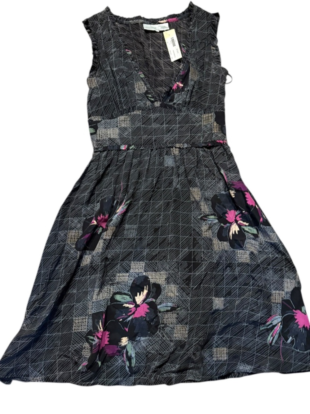 Resound black floral silk dress 0 new nwt